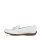 Weiße Rieker Damen Loafer 40254-80 mit der schmalen Passform E 1/2. Schuh Außenseite.