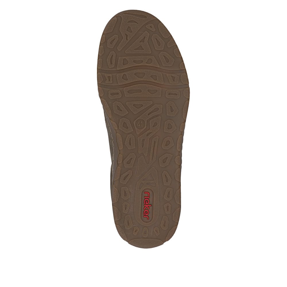 Mocassins Rieker beiges pour homme 08351-64 avec bande élastique. Semelle extérieure de la chaussure.