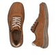 Braune Rieker Herren Schnürschuhe 03030-25 mit Reißverschluss sowie Extraweite H. Schuh von oben, liegend.