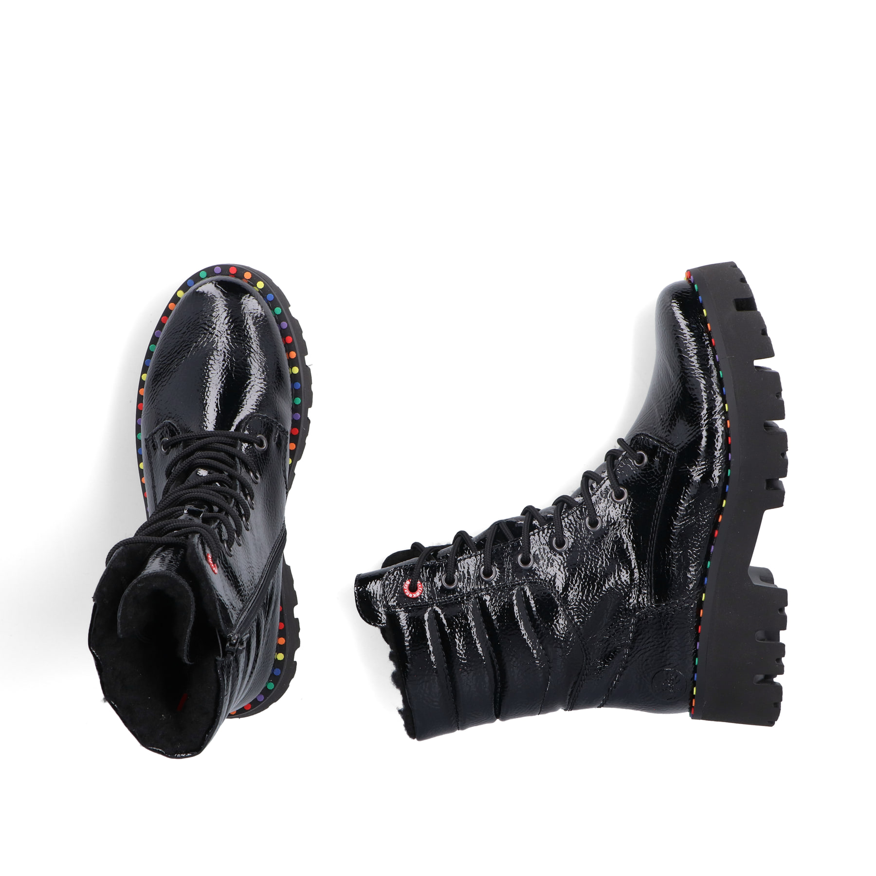Stivaletti Donna Rieker Y3330 - Neri, Tacco 5 Cm, Lacci E Cerniera, Morbida Fodera Calda, Suola Leggera EVA - 2