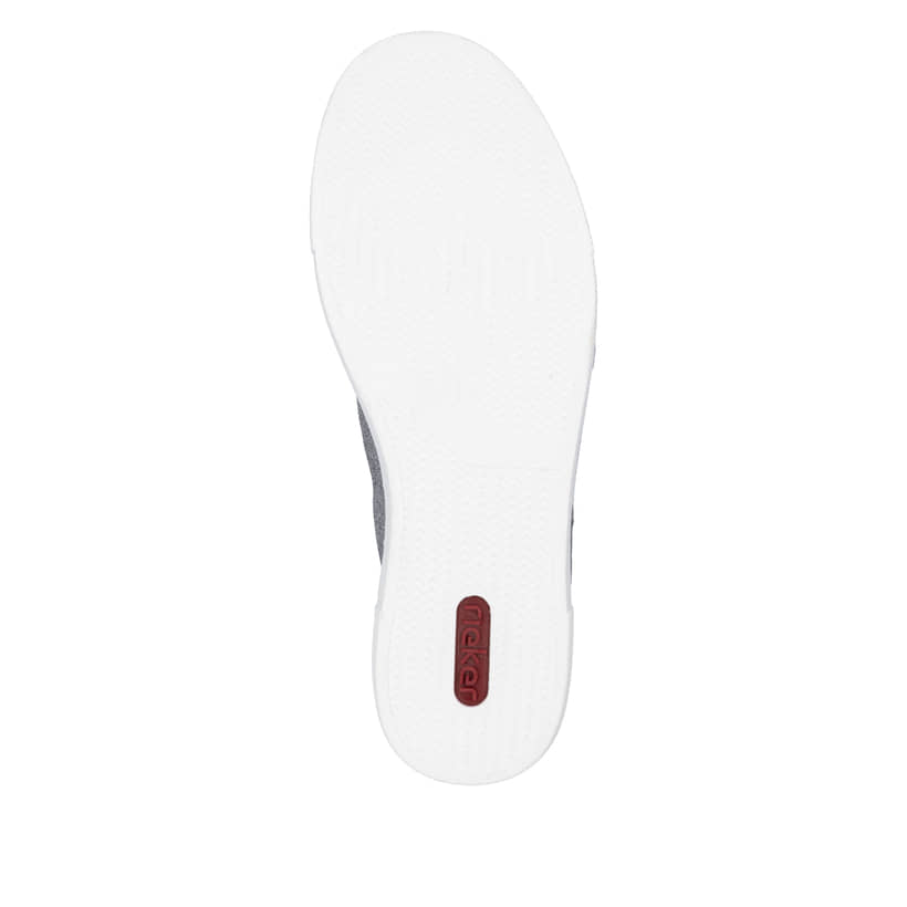 Baskets basses Rieker argent pour femme N49W1-91 avec lacets. Semelle extérieure de la chaussure.