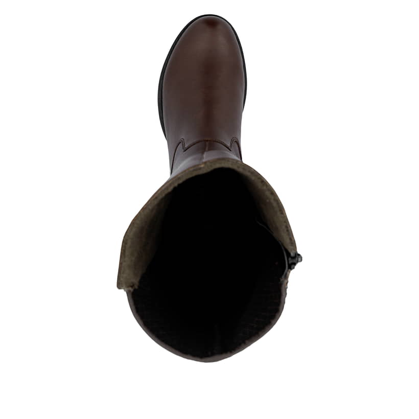 Bottes cuissardes Rieker marron pour femme Z9591-27 en cuir lisse. Chaussure vue de dessus.