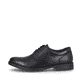 
Mitternachtsschwarze Rieker Herren Schnürschuhe 10304-00 mit einer Profilsohle. Schuh Außenseite