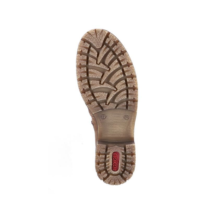 Beige Rieker Damen Hochschaftstiefel Y9180-20 mit wasserabweisender TEX-Membran. Schuh Laufsohle.