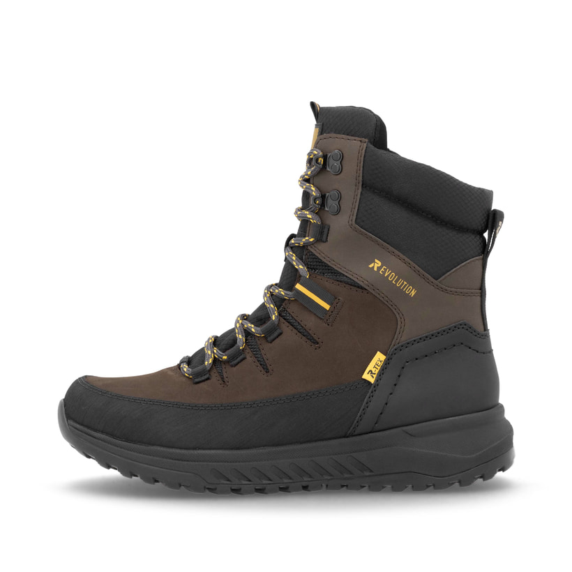 Braune Rieker Herren Schnürstiefel U0171-25 mit wasserabweisender TEX-Membran. Schuh Außenseite.