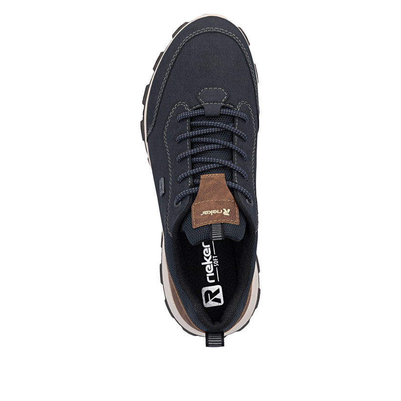 Chaussures à lacets Rieker bleues hommes 35503-14 avec membrane RiekerTEX. Chaussure vue de dessus.