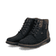 
Marineblaue Rieker Herren Schnürstiefel B3343-15 mit Schnürung und Reißverschluss. Schuhpaar schräg.