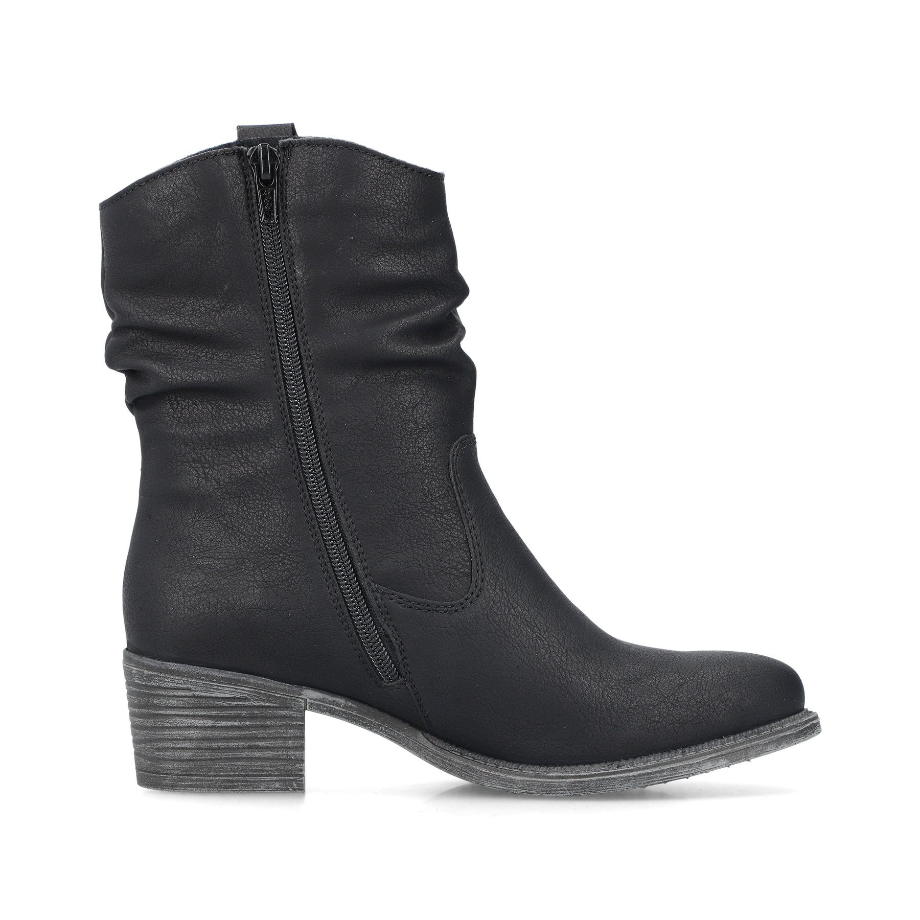 Asphaltschwarze Rieker Damen Chelsea Boots 72690-00 mit einer leichten Sohle. Schuh Innenseite