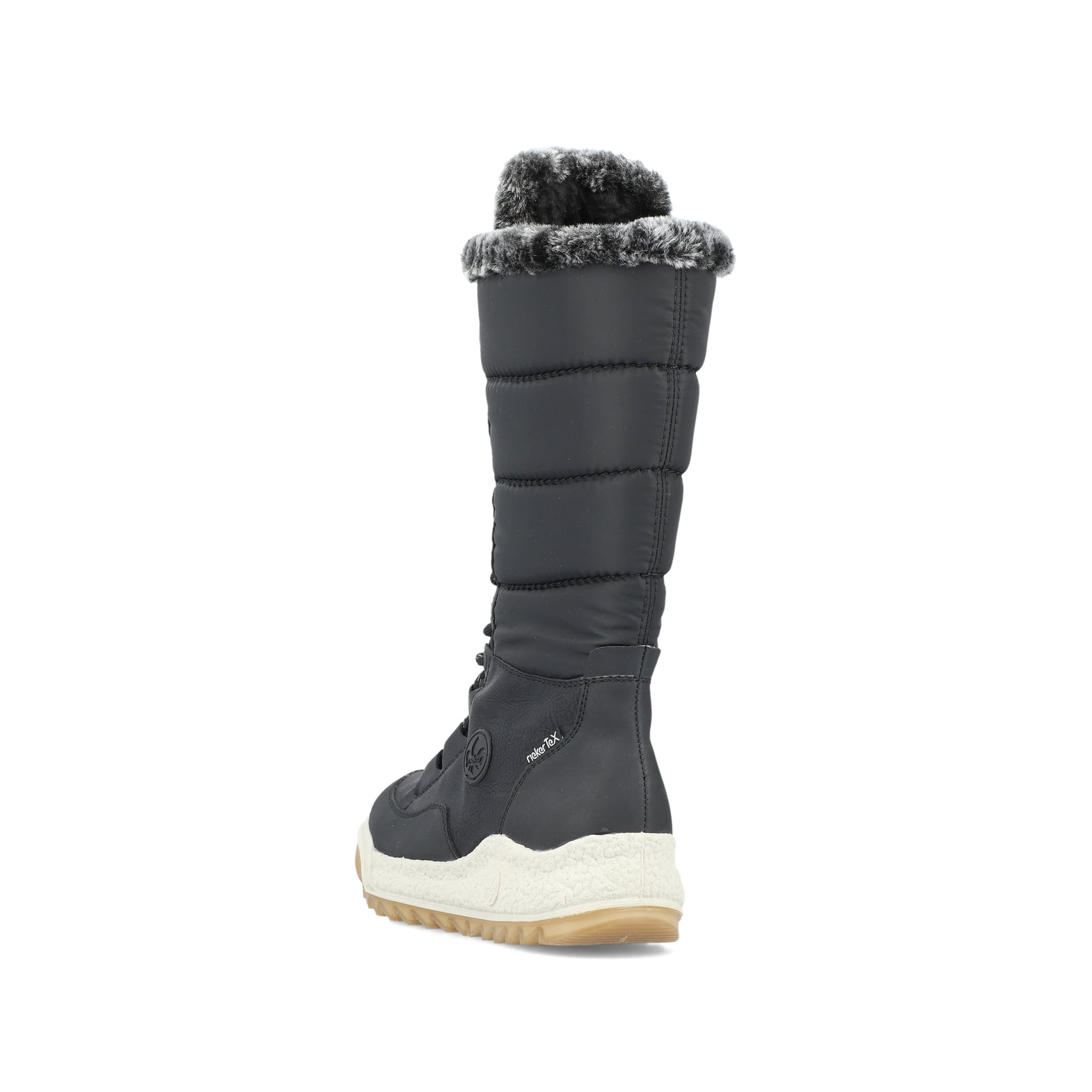 Bottes à lacets Rieker noires Y4760-00 avec membrane Rieker TEX hydrofuge. Vue de derrière.