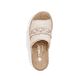 Beige Rieker Damen Pantoletten 69278-60 mit Schmuckelementen sowie Extraweite H. Schuh von oben.