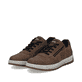Braune Rieker Herren Schnürschuhe 37029-24 mit rundem Logo sowie Reißverschluss. Schuhpaar seitlich schräg.
