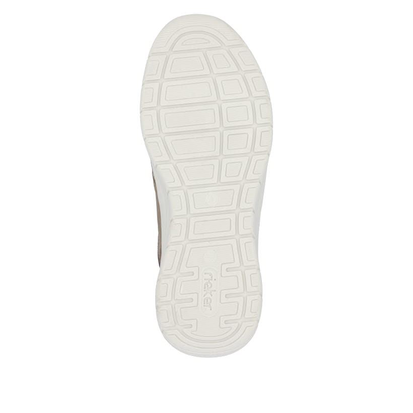 Beige Rieker Herren Slipper 13150-64 mit einem Gummizug sowie Komfortweite G 1/2. Schuh Laufsohle.