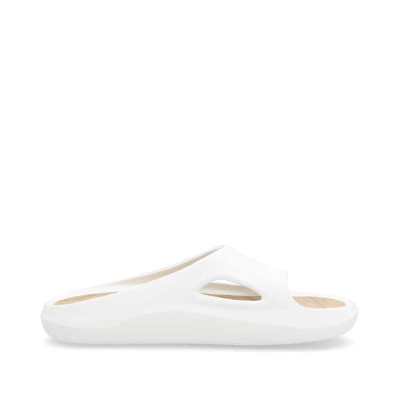 Weiße Rieker Herren Pantoletten U3350-80 mit ultraleichter und flexibler Sohle. Schuh Innenseite.