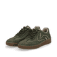 Grüne vegane Rieker Damen Sneaker Low M5512-54 mit einer Schnürung. Schuhpaar seitlich schräg.