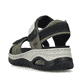 Grüne Rieker Damen Trekkingsandalen 67651-54 mit Rieker Air Sohlenfenster. Schuh von hinten.