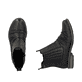 Schwarze Rieker Damen Chelsea Boots 74855-00 aus Glattleder. Schuh von oben, liegend.