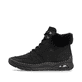 Schwarze Rieker Damen Schnürstiefel 44555-00 mit Rieker Air Sohlenfenster. Schuh Außenseite.