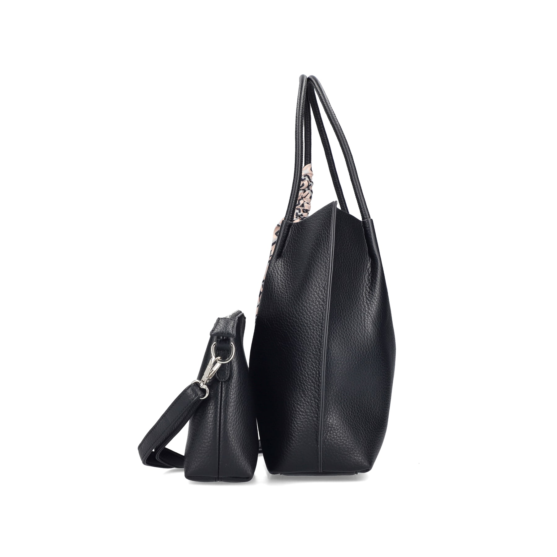 Sac Ã  main Rieker H1399-00 noir avec foulard Niki et fermeture magnétique. Côté droit.