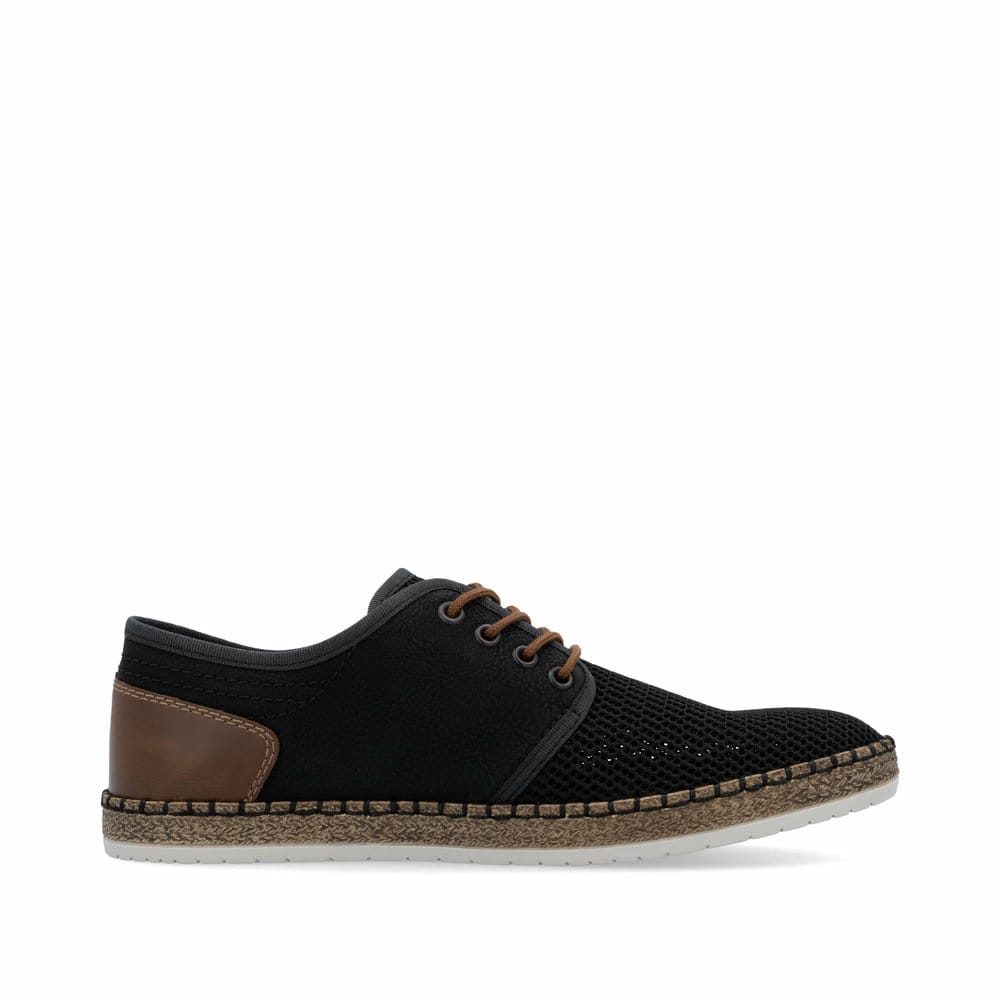 Schwarze Rieker Herren Schnürschuhe B5249-00 mit der Komfortweite G 1/2. Schuh Innenseite.