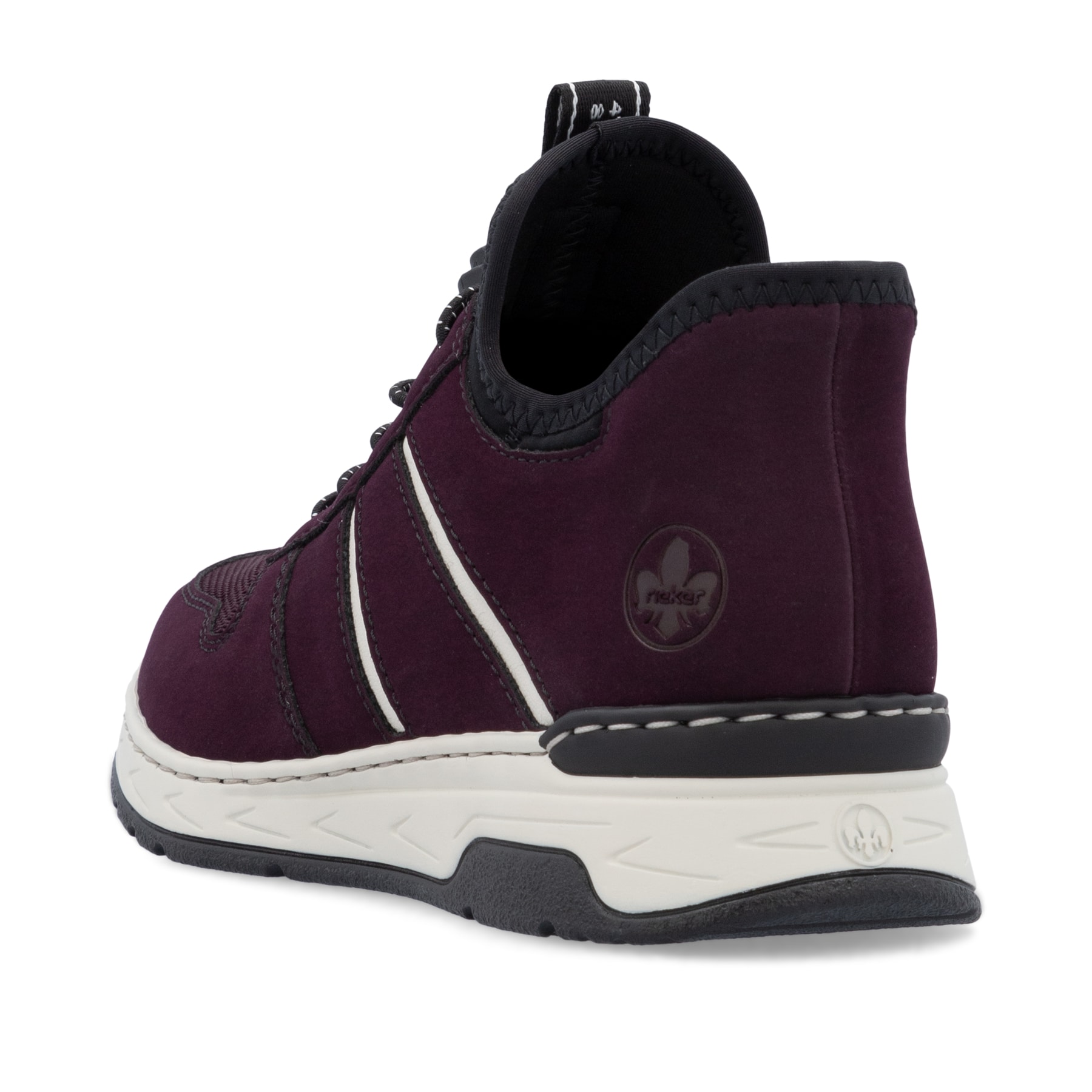 Dunkelrote Rieker Damen Slipper M0059-30 mit easy Hineinschlüpf-Möglichkeit. Schuh von oben.