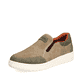 Beige Rieker Herren Slipper B7853-64 mit Elastikeinsatz sowie Komfortweite G 1/2. Schuh seitlich schräg.