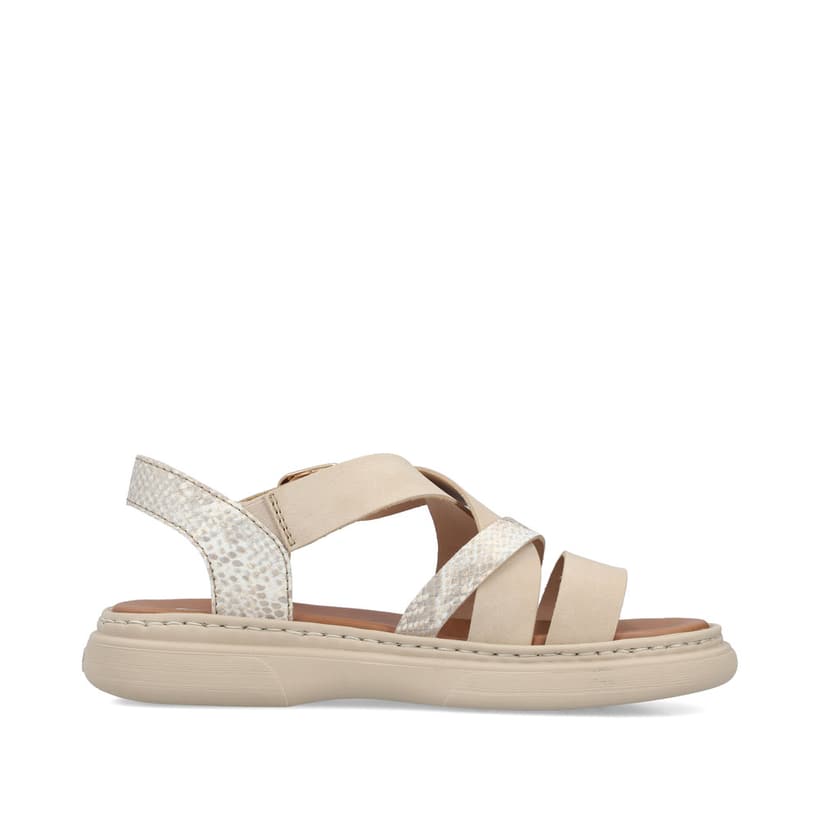 Beige Rieker Damen Riemchensandalen V3063-62 mit trendiger Schnalle. Schuh Innenseite.
