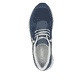 Blaue Rieker Damen Sneaker Low M9000-12 mit Gummischnürung sowie flexibler Sohle. Schuh von oben.