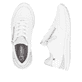 Weiße Rieker Damen Sneaker Low W2402-80 mit einem Reißverschluss. Schuh von oben, liegend.