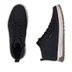 Schwarze Rieker Herren Sneaker High 37006-00 mit einem Reißverschluss. Schuh von oben, liegend.