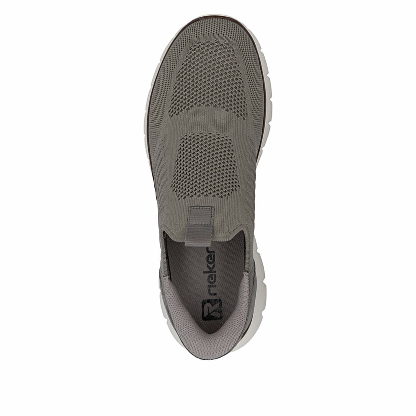 Beige Rieker Herren Slipper B6659-64 mit Ready2GO Slip-in Feature sowie Gummizug. Schuh von oben.