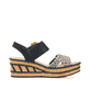 Schwarze Rieker Keilsandaletten 68176-00 mit trendigen Schnalle. Schuh Innenseite.