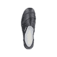 Schwarze Rieker Damen Slipper 48260-01 mit modernen Ziernähten sowie Gummizug. Schuh von oben.