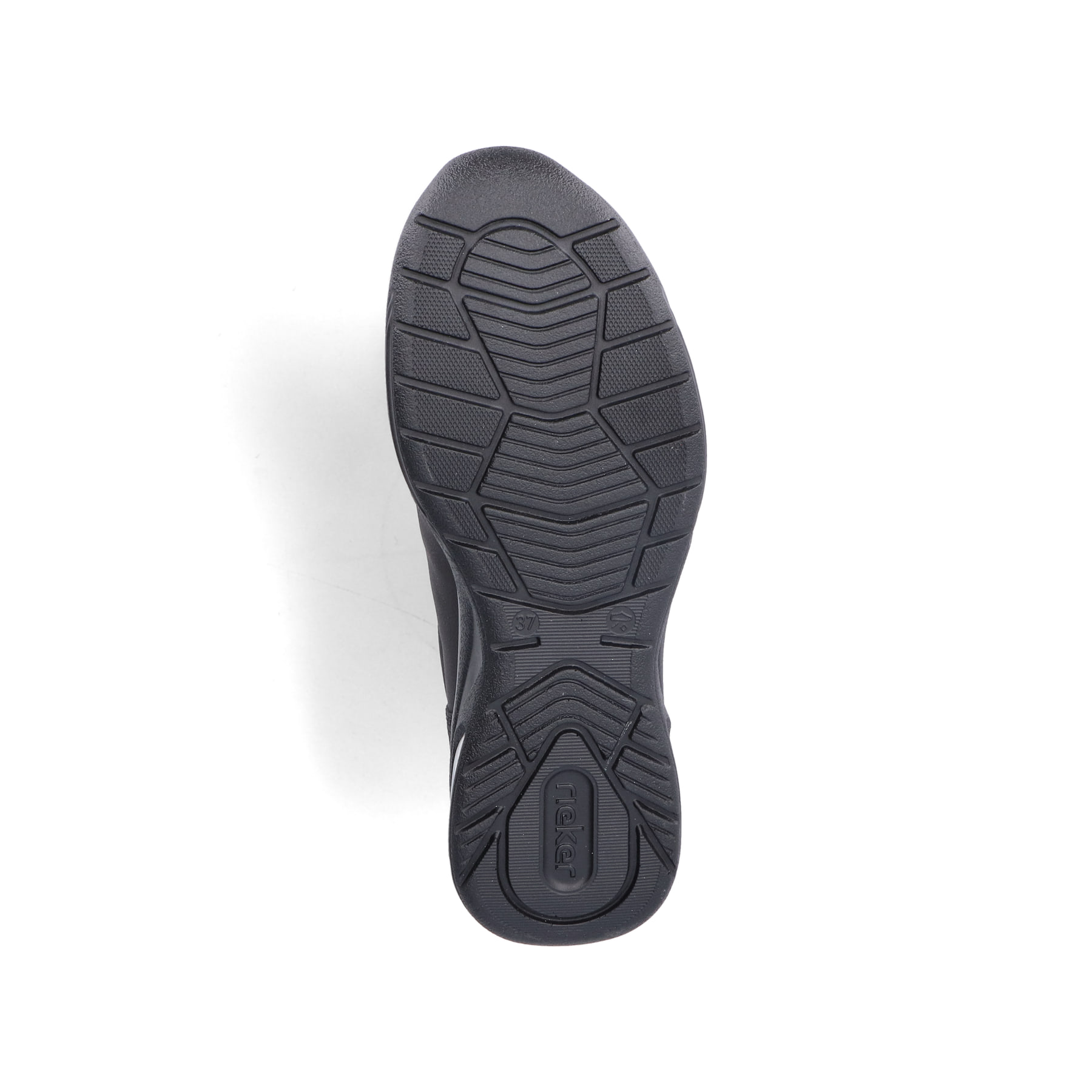 Weiße Rieker Damen Sneaker Low M5520-91 mit einer strapazierfähigen Sohle. Schuh Außenseite gespiegelt.