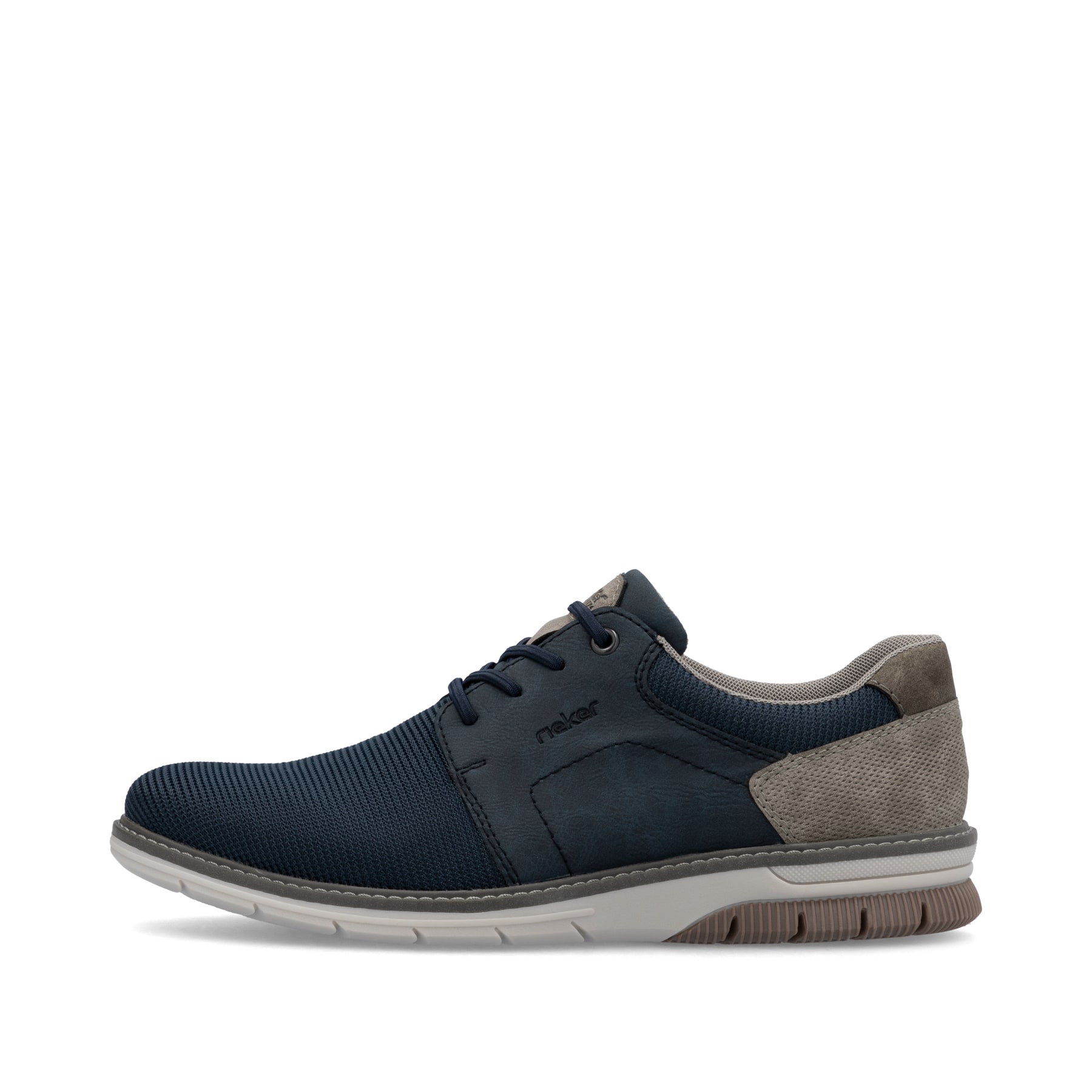 Blaue Rieker Herren Slipper 14459-14 mit einem Gummizug sowie Komfortweite G 1/2. Schuh Außenseite.