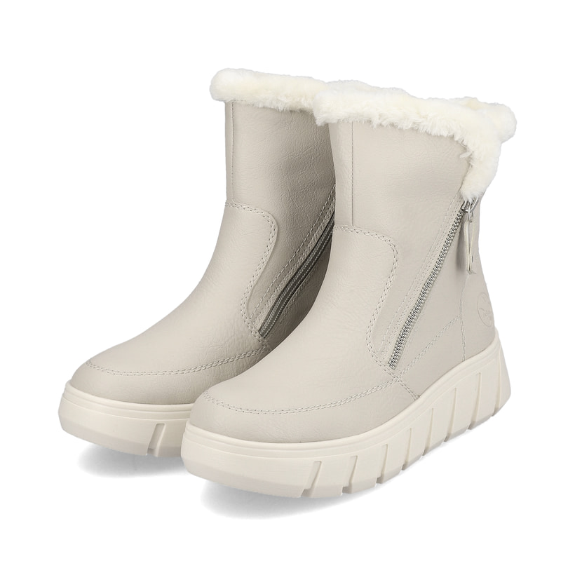 Braunbeige Rieker Damen Stiefeletten Y2594-20 mit Reißverschluss sowie Blockabsatz. Schuh Innenseite