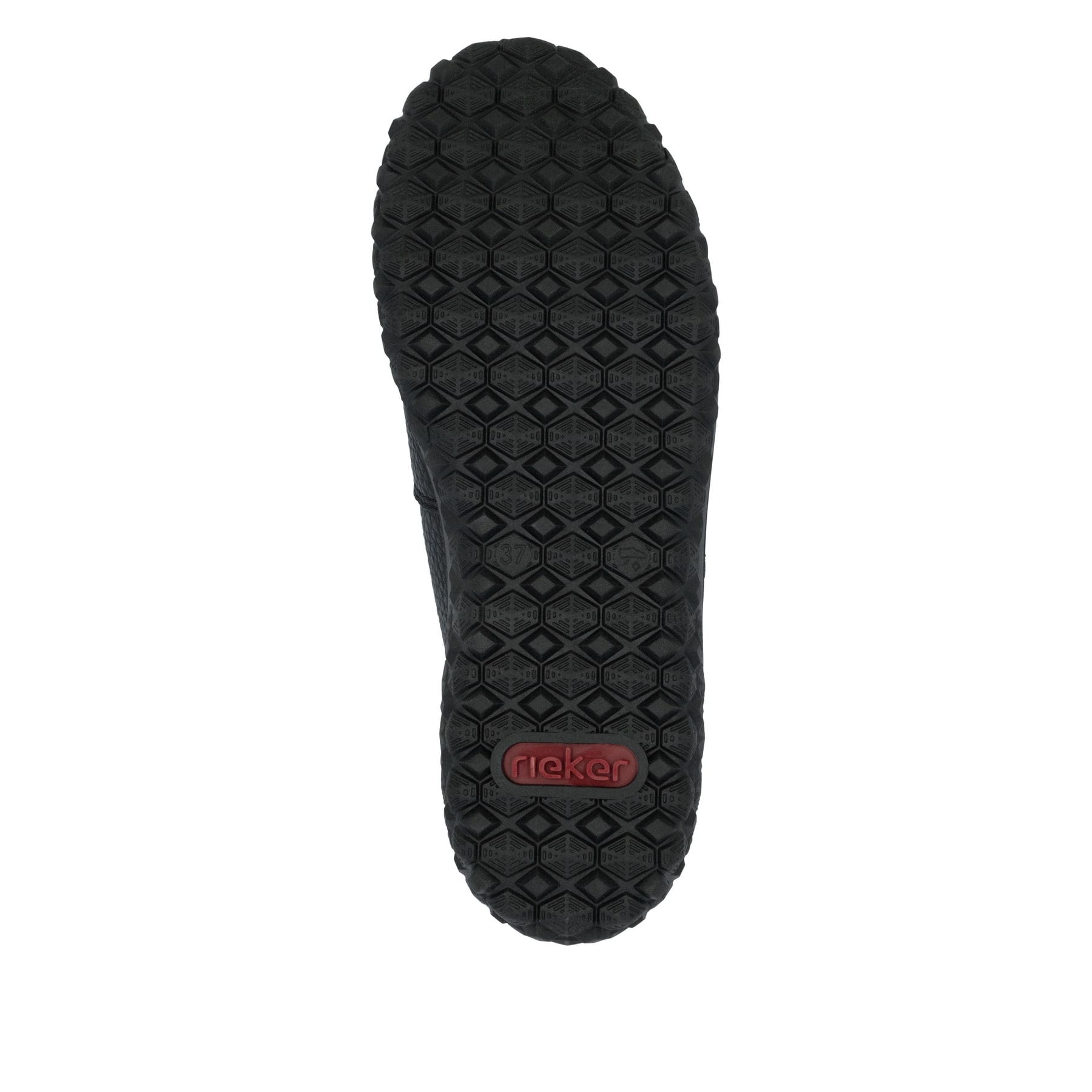 Schwarze Rieker Damen Slipper 59559-00 aus Glattleder. Schuh Laufsohle.