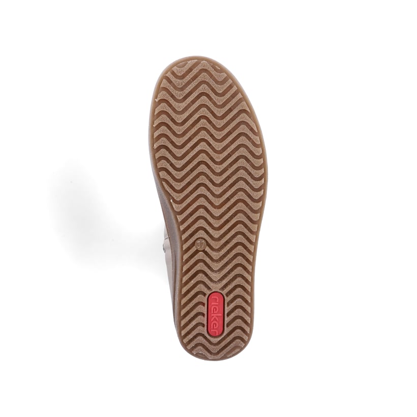 Cremefarbene Rieker Damen Kurzstiefel L2580-60 mit einem Reißverschluss. Schuh Laufsohle.