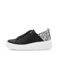 Schwarze Rieker Damen Sneaker Low W2602-02 mit einer Schnürung. Schuh Außenseite.