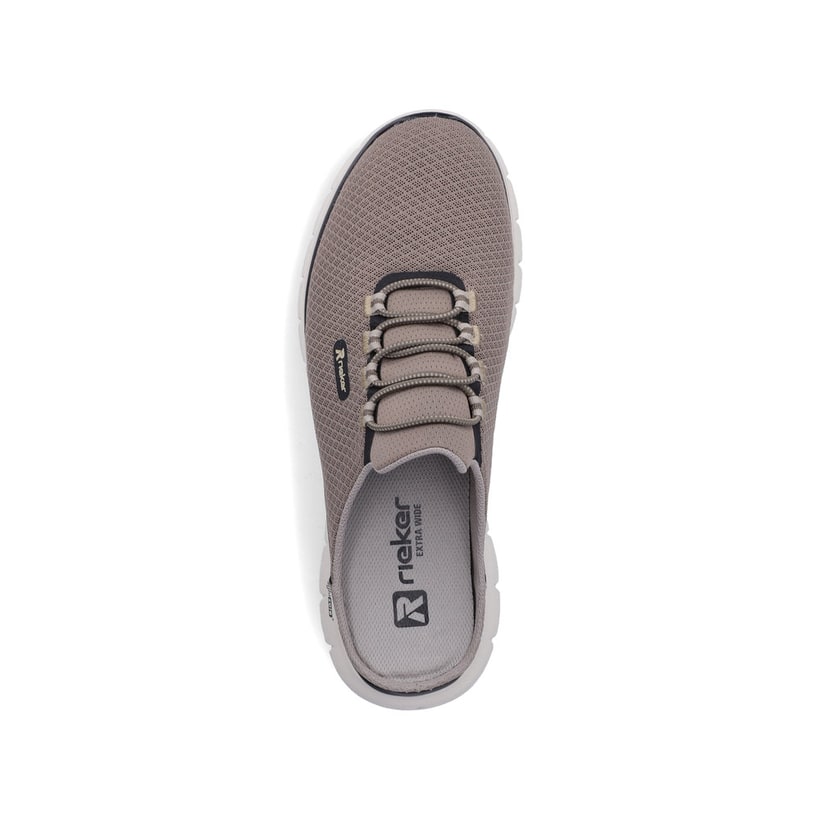 Sabots Rieker beiges pour homme B6681-64 avec bande élastique. Chaussure vue de dessus.