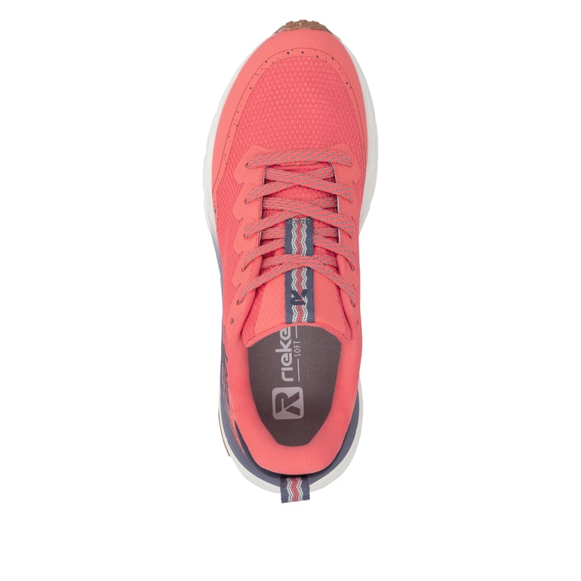 Rote Rieker Sport Damen Sneaker Low W4501-33. Schuh von oben.