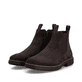 Dunkelbraune Rieker Herren Chelsea Boots 33180-28 aus Rauleder. Schuhpaar seitlich schräg.