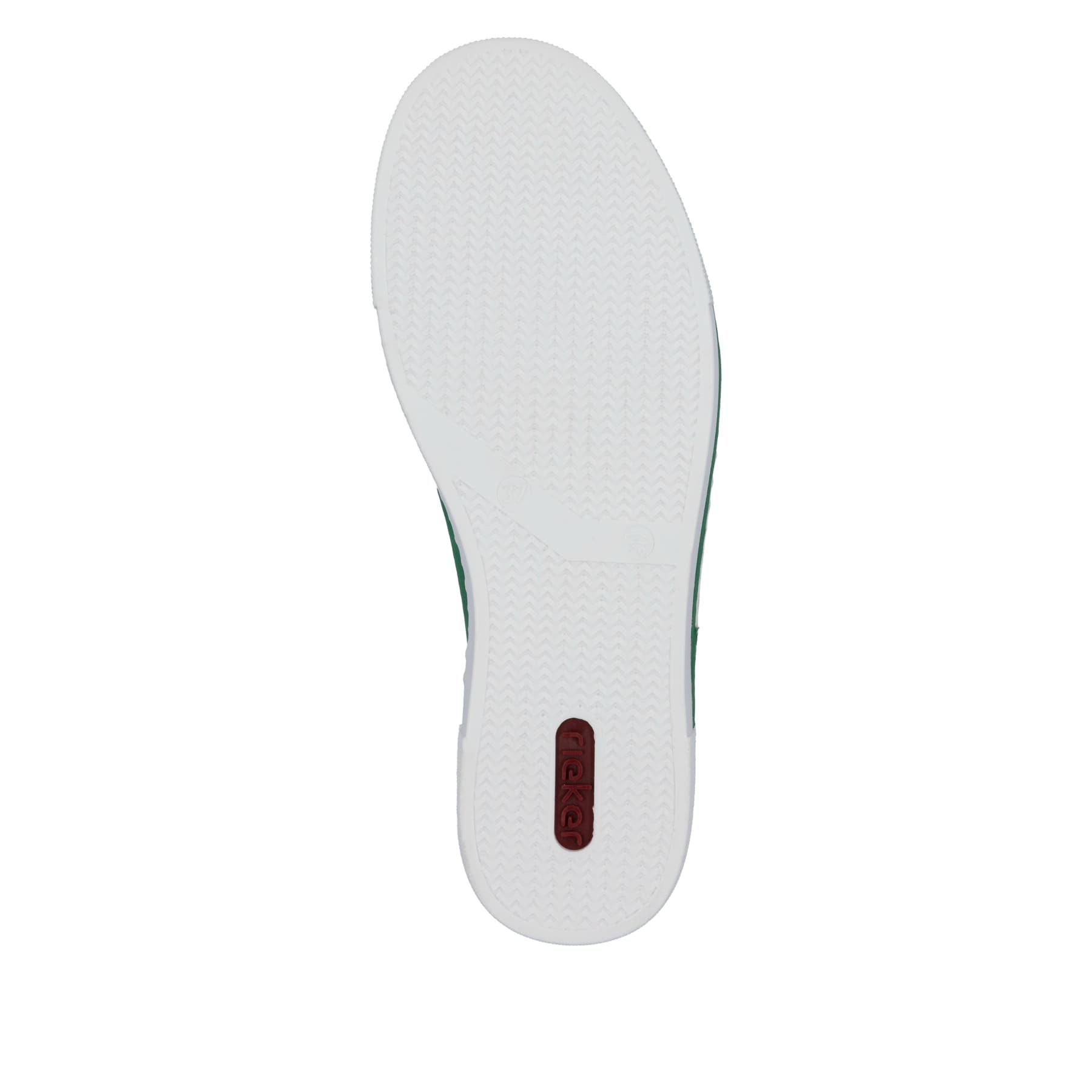 Grüne Rieker Damen Sneaker Low N49W1-52 mit einer Schnürung. Schuh Laufsohle.