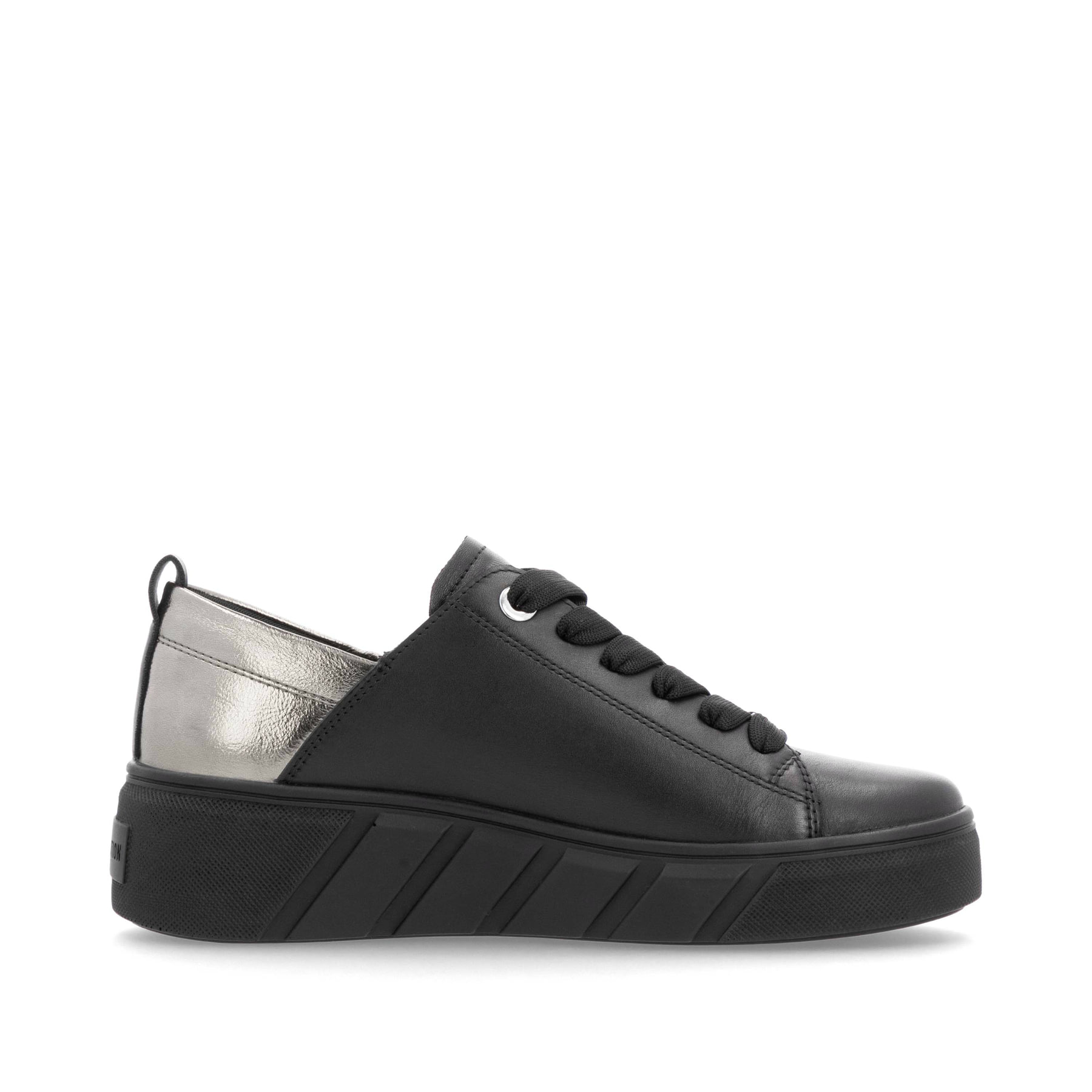 Schwarze Rieker Damen Sneaker Low W0502-03 mit einer ultraleichten Plateausohle. Schuh Innenseite.