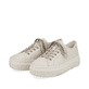 Weiße Rieker Damen Sneaker Low M1926-80 mit einer Schnürung. Schuhpaar seitlich schräg.