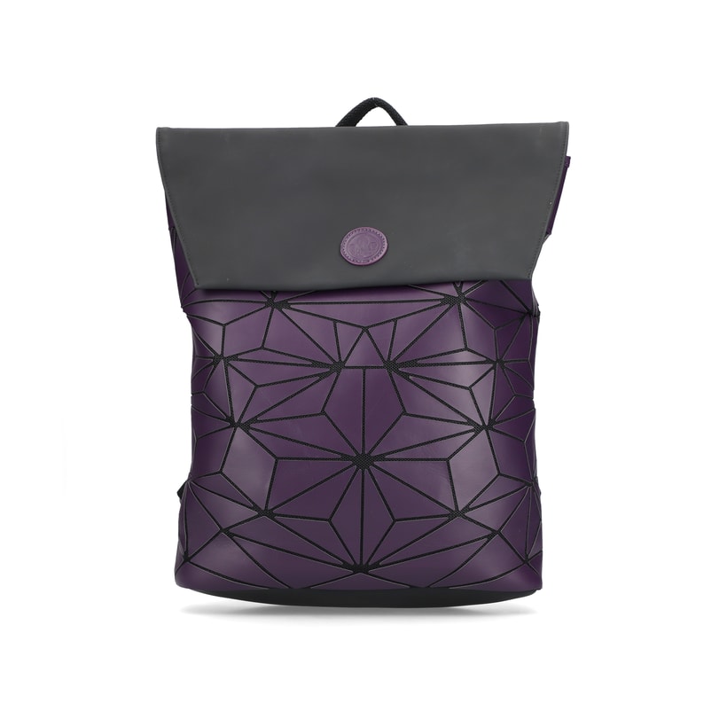 Rieker Rucksack H1391-30 in Lila mit stylischem Muster, mattem Finish und Reißverschluss. Vorderseite.