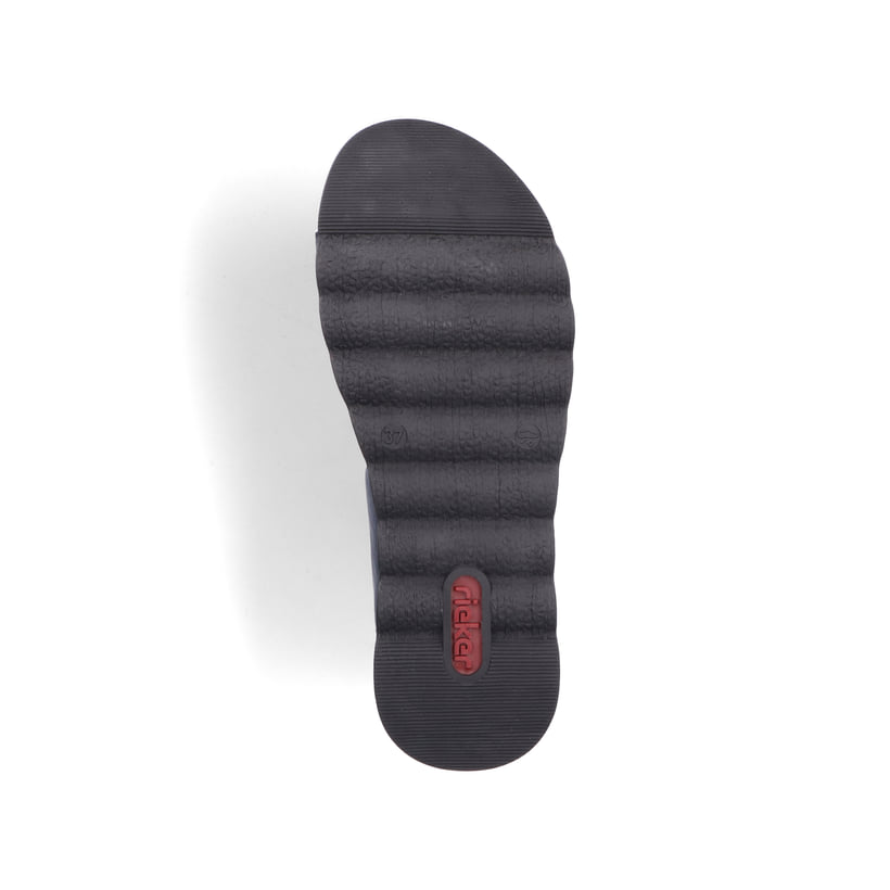 Blaue Rieker Damen Riemchensandalen 64450-14 mit einem Klettverschluss. Schuh Laufsohle.