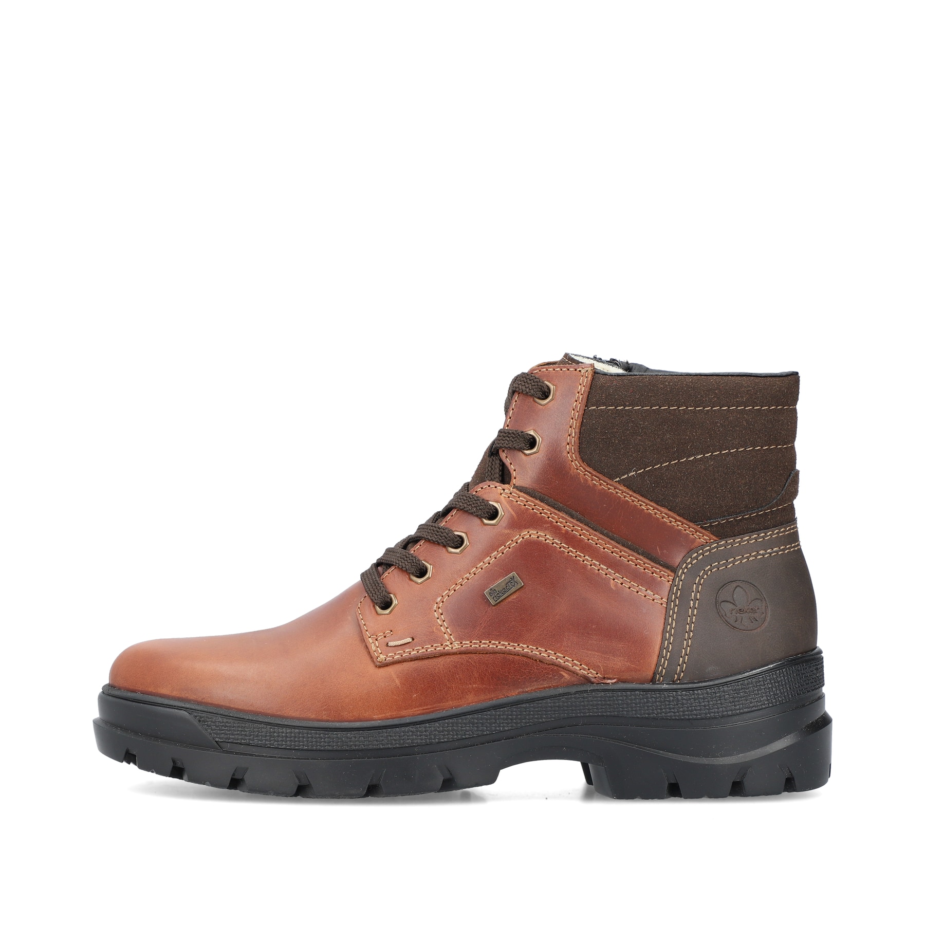 Bottes à lacets Rieker marron pour homme F5423-24 avec semelle Flip-Grip. Côté extérieur de la chaussure.