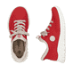 Rote Rieker Damen Slipper M5354-33 mit Ready2GO Slip-in Funktion sowie Gummizug. Schuh von oben, liegend.