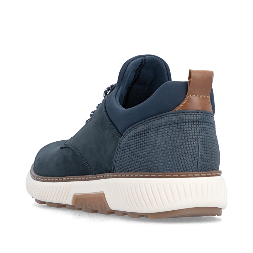 Chaussons Rieker bleus pour homme B3360-14 avec laçage en caoutchouc. Chaussure vue de dessus.