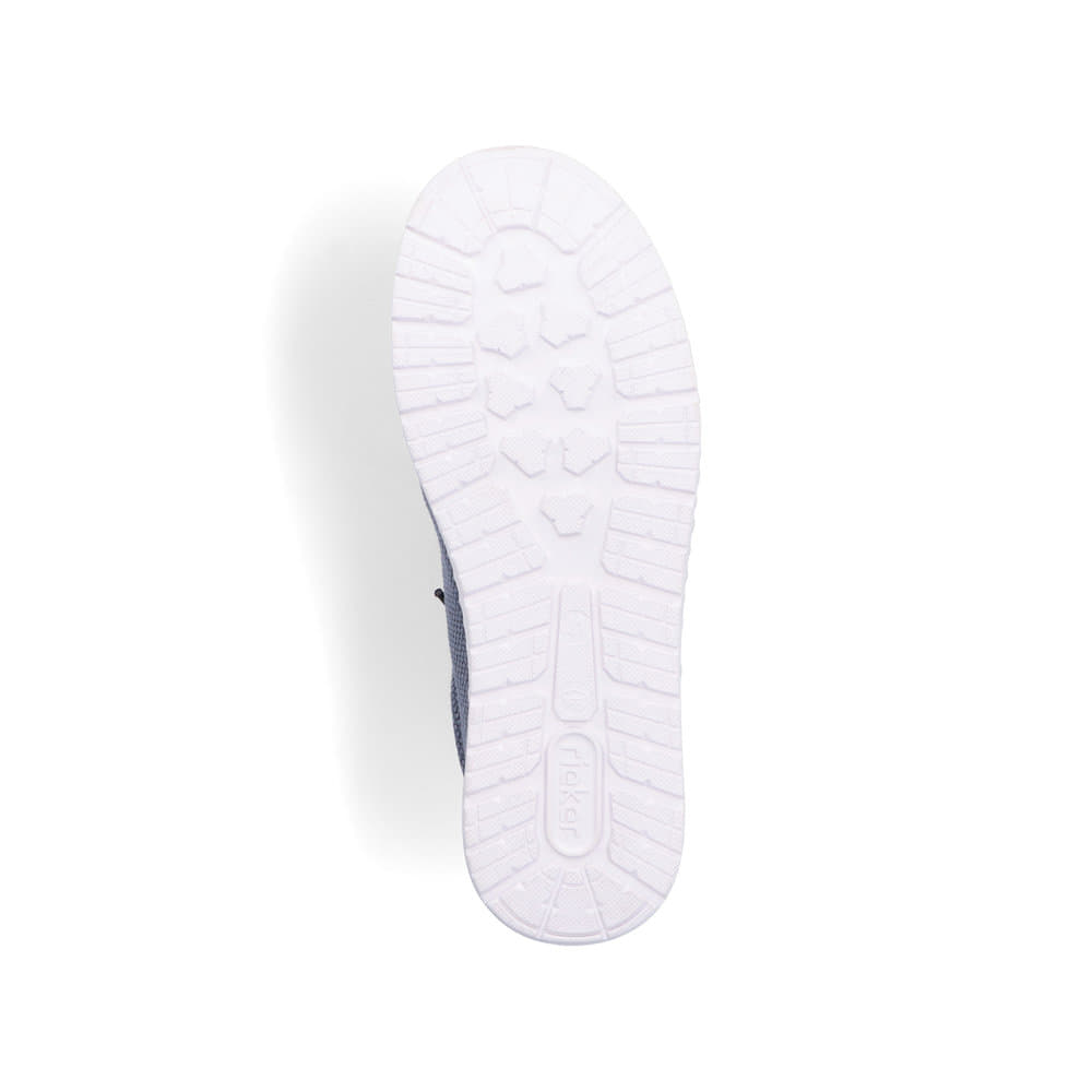 Chaussons Rieker bleus pour homme 08600-12 avec bande élastique. Semelle extérieure de la chaussure.
